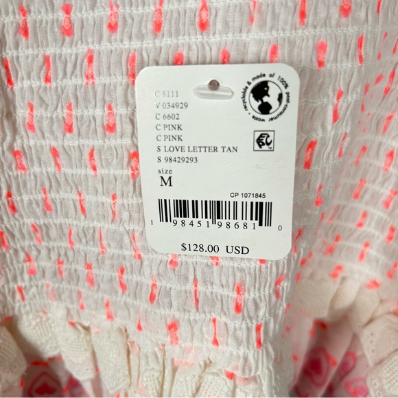 Free People Love Letter Pink White Heart Valentine’s Day Tank M NWT $128 - Picture 10 of 10